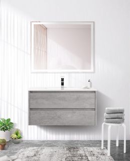 База под раковину BelBagno подвесная с двумя выкатными ящиками, Cemento Grigio, 800x460x500, KRAFT-800-2C-SO-CG цемент серый