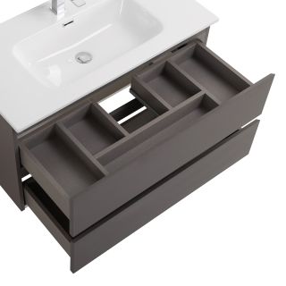База под раковину BelBagno подвесная с фрезерованными ручками по всей длине фасада с двумя выкатн. ящ.,800x455x500,KRAFT-800-2C-SO-GSO темно-серый матовый