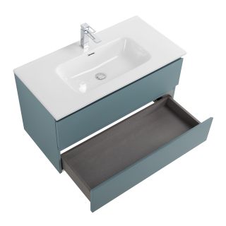 База под раковину BelBagno подвесная с фрезерованными ручками по всей длине фасада с двумя выкат. ящ., 900x455x500, KRAFT-900-2C-SO-AO голубой матовый