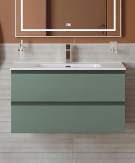 База под раковину BelBagno подвесная с фрезерованными ручками по всей длине фасада с двумя выкатн. ящ.,  900x455x500, KRAFT-900-2C-SO-VO еловый матовый