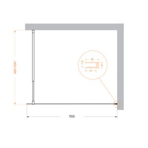 Душевая перегородка BelBagno KRAFT-L-1-110-C-NERO черный