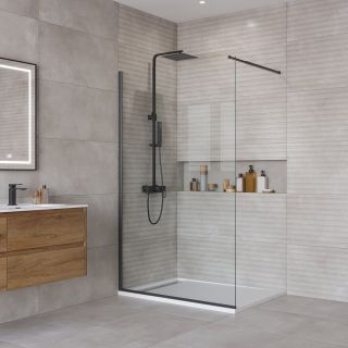 Душевая перегородка BelBagno KRAFT-L-1-120-C-NERO черный матовый