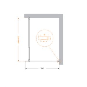 Душевая перегородка BelBagno KRAFT-L-1-70-C-Cr хром