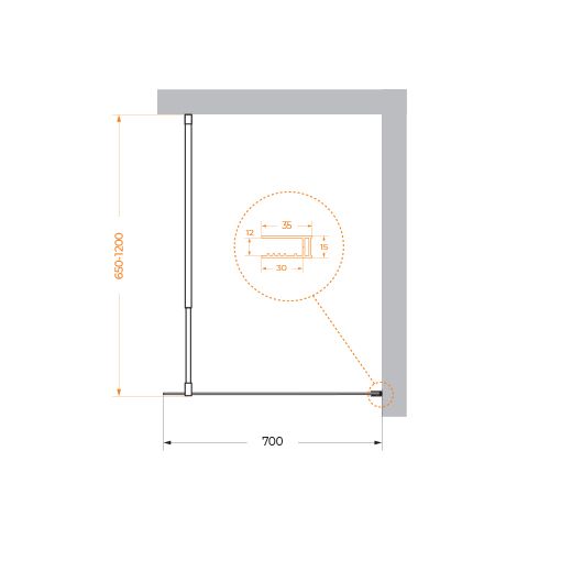 Душевая перегородка BelBagno KRAFT-L-1-70-C-Cr хром