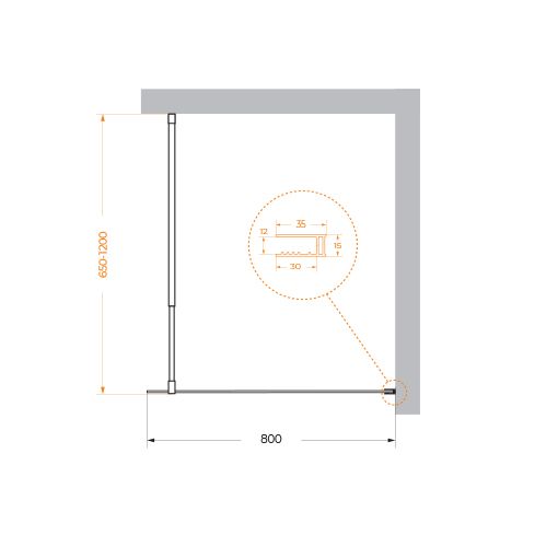 Душевая перегородка BelBagno KRAFT-L-1-80-C-Cr хром
