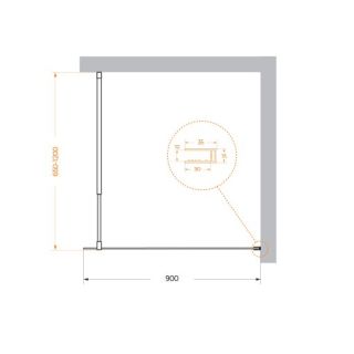 Душевая перегородка BelBagno KRAFT-L-1-90-C-Cr хром