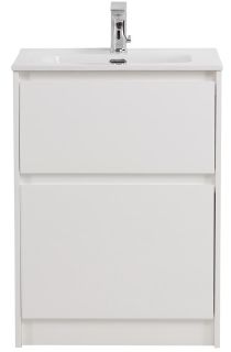 База под раковину BelBagno напольная с фрезерованными ручками по всей длине фасада с двумя выкатными ящиками, Bianco Opaco, 505х390x840, KRAFT39-500/3 белый матовый