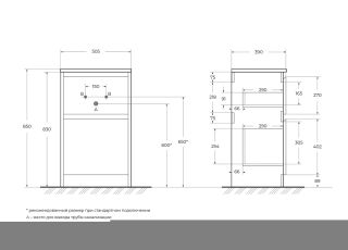 База под раковину BelBagno напольная с фрезерованными ручками по всей длине фасада с двумя выкатными ящиками, Bianco Opaco, 505х390x840, KRAFT39-500/3 белый матовый