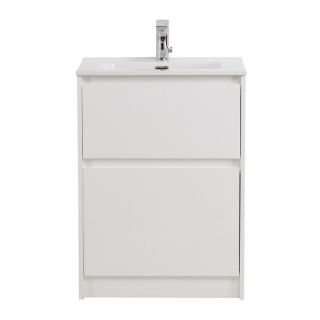 База под раковину BelBagno напольная с фрезерованными ручками по всей длине фасада с двумя выкатными ящиками, Bianco Opaco, 605х390x840, KRAFT39-600/3 белый матовый