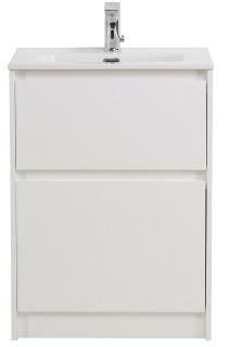 База под раковину BelBagno напольная с фрезерованными ручками по всей длине фасада с двумя выкатными ящиками, Bianco Opaco, 705х390x840, KRAFT39-700/3 белый матовый