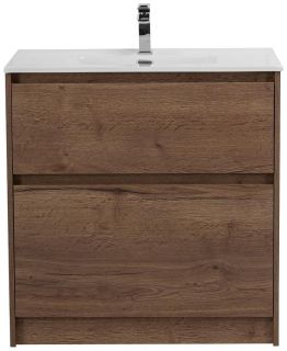 База под раковину BelBagno напольная с фрезерованными ручками по всей длине фасада с двумя выкатными ящиками, Rovere Tabacco, 805х390x840, KRAFT39-800 табачный дуб