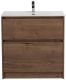 База под раковину BelBagno напольная с фрезерованными ручками по всей длине фасада с двумя выкатными ящиками, Rovere Tabacco, 805х390x840, KRAFT39-800 табачный дуб