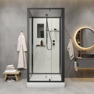 Душевая кабина Niagara Standart ST90/15Q/BL/BK 90x90 см профиль чёрный стекло прозрачное