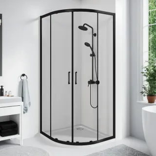Душевое ограждение Good Door Cube R-80-C-B КУ00016 80*80 профиль черный матовый стекло прозрачное