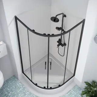 Душевое ограждение Good Door Cube R-100-C-B КУ00018 100*100 профиль черный матовый стекло прозрачное