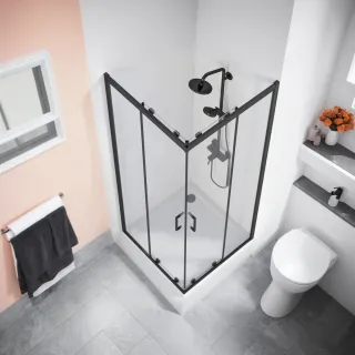 Душевое ограждение Good Door Cube CR-100-C-B КУ00021 100*100 профиль черный матовый стекло прозрачное