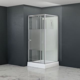 Душевая кабина RGW AN-207 411320788-913 80x80 см профиль сатин брашированный стекло прозрачное с матовой полосой