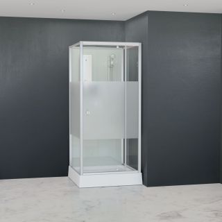 Душевая кабина RGW AN-207 411320788-913 80x80 см профиль сатин брашированный стекло прозрачное с матовой полосой