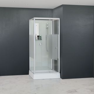 Душевая кабина RGW AN-207 411320799-913 90x90 см профиль сатин брашированный стекло прозрачное с матовой полосой