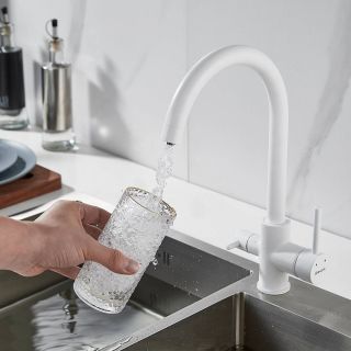 Смеситель для кухни Shevanik S128C с подключением фильтра белый Смеситель для кухни Shevanik S128C с подключением фильтра белый