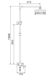 Душевая стойка Rose R2836H чёрный матовый Душевая стойка Rose R2836H чёрный матовый