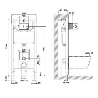 Инсталляция для подвесного унитаза Oli Eco Sanitarblock 879236/879566