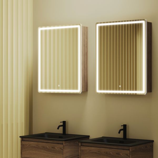Зеркальный шкаф с LED подсветкой Sancos Mirror MI60ECH 59см дуб чарльстон Зеркальный шкаф с LED подсветкой Sancos Mirror MI60ECH 59см дуб чарльстон