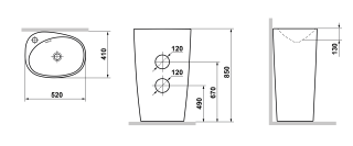 Раковина напольная Laguraty 2100 AW 52x85см белый
