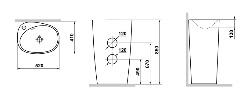 Раковина напольная Laguraty 2100 AW 52x85см белый