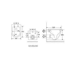 Подвесной унитаз Charus Estella Tornado CR.521.WT3.01 безободковый белый
