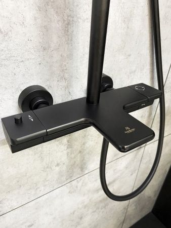 Душевая система с термостатом AltroBagno Lamberto 030417 NeOp черный матовый