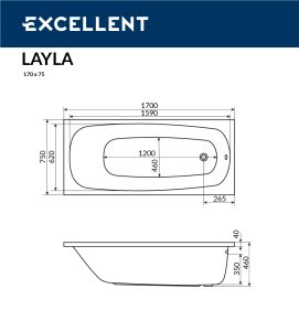 Ванна акриловая Excellent Layla WAEX.LAY17WH 170 x 75 см