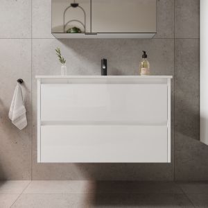Подвесная тумба под раковину Sancos Libra LB80W 80см белый глянец