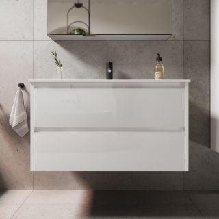 Подвесная тумба под раковину Sancos Libra LB90W 90см белый глянец