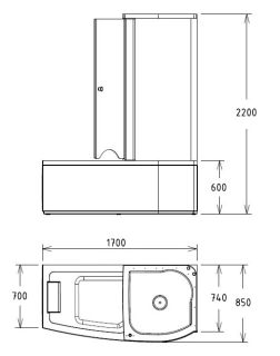 Акриловая ванна GEMY G8040 C R 170x85x220 Акриловая ванна GEMY G8040 C R 170x85x220