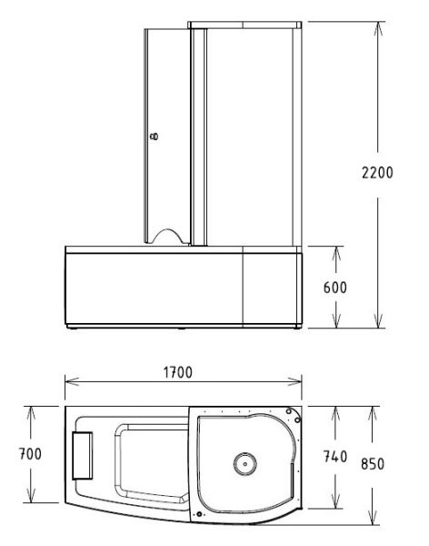 Акриловая ванна GEMY G8040 C R 170x85x220 Акриловая ванна GEMY G8040 C R 170x85x220