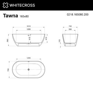 Ванна из искусственного камня WHITECROSS Tawna 0218.165080.200 165x80 см белый матовый Ванна из искусственного камня WHITECROSS Tawna 0218.165080.200 165x80 см белый матовый