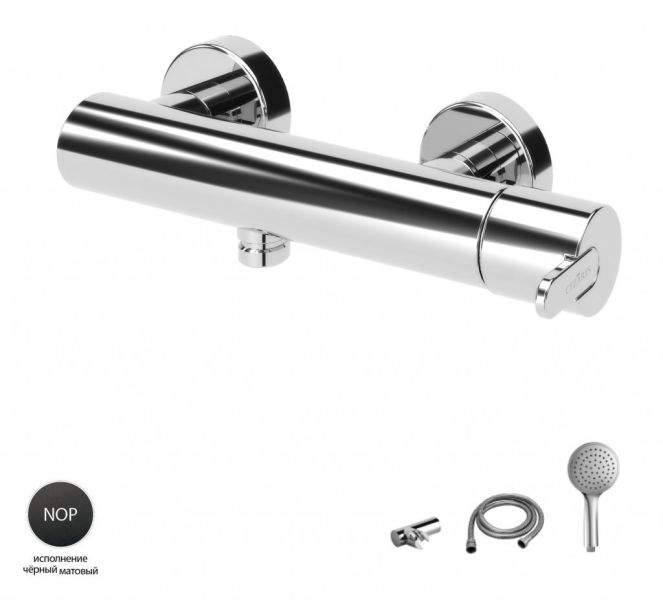 Смеситель для душа однорычажный, чёрный матовый Cezares LEAF-D-NOP