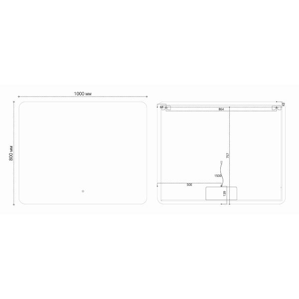 Зеркало Vincea LED VLM-3BE100 1000×800 c сенсорным выключателем и диммером Зеркало Vincea LED VLM-3BE100 1000×800 c сенсорным выключателем и диммером