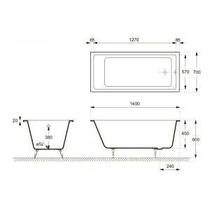 Ванна чугунная Delice Level DLR230618R 140х70 с отверстиями под ручки