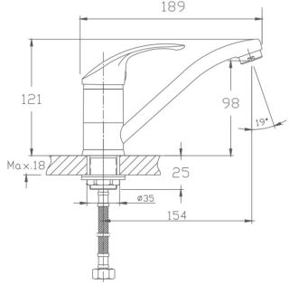Смеситель для кухни Haiba HB4536-2 хром Смеситель для кухни Haiba HB4536-2 хром