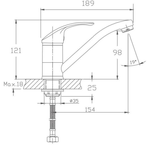 Смеситель для кухни Haiba HB4536-2 хром