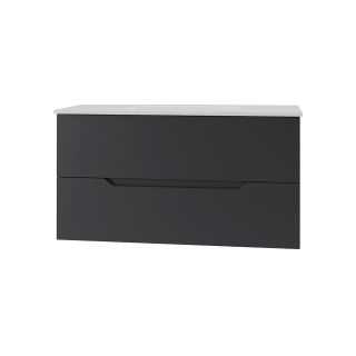 Тумба с раковиной Orange Лайн Li-100Tub+Ra 100 см чёрный матовый