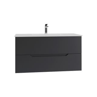 Тумба с раковиной Orange Лайн Li-100Tub+Ra 100 см чёрный матовый