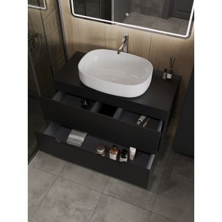 Тумба с раковиной Orange Лайн Li-100TubMDF+B04-600W 100 см чёрный матовый