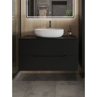 Тумба с раковиной Orange Лайн Li-100TubMDF+B05-520W 100 см чёрный матовый