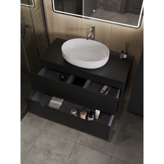 Тумба с раковиной Orange Лайн Li-100TubMDF+B05-520W 100 см чёрный матовый