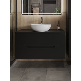 Тумба с раковиной Orange Лайн Li-100TubMDF+B07-420W 100 см чёрный матовый