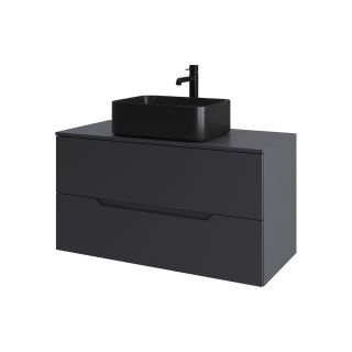 Тумба с раковиной Orange Лайн Li-100TugMDF+B02-460MB 100 см графит матовый/чёрный матовый