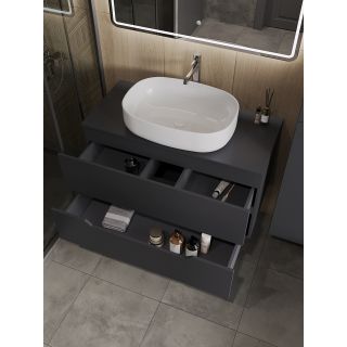 Тумба с раковиной Orange Лайн Li-100TugMDF+B04-600W 100 см графит матовый